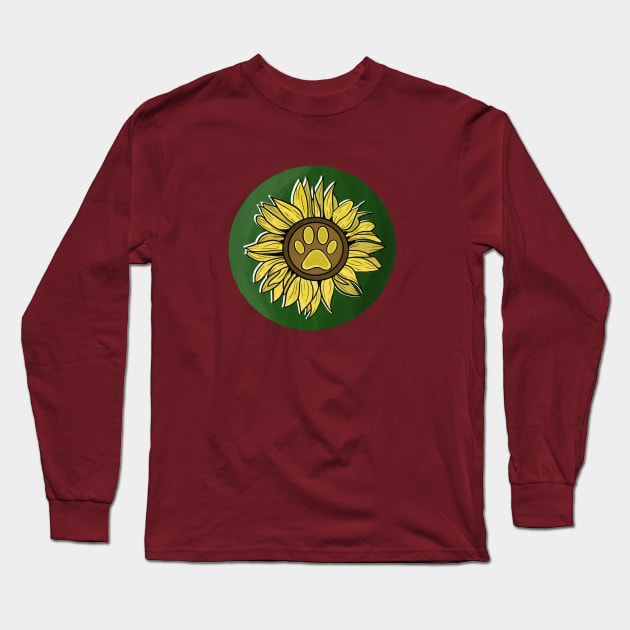 Dog Lover - Sunflower Paw Print Long Sleeve T-Shirt by Megan Makes